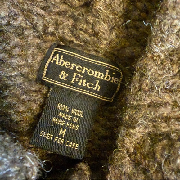 Vintage Abercrombie and Fitch Cozy Brown Knit Hoodie Y2K 100% wool - Picture 2 of 6